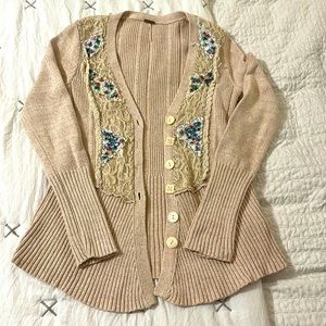 Free people stunning embellished sweater/cardigan